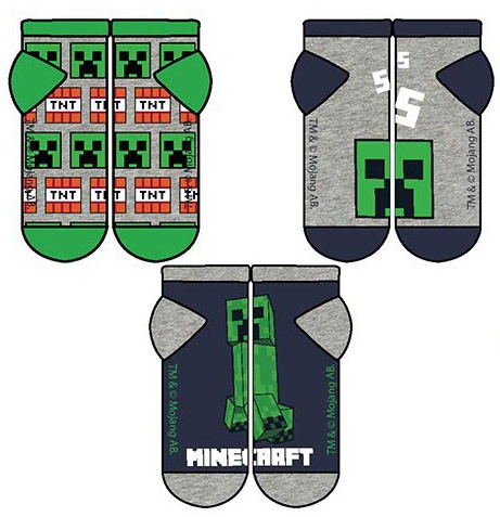 Minecraft Børnestrømper / Strømper til Børn - 3-pak - 27/30