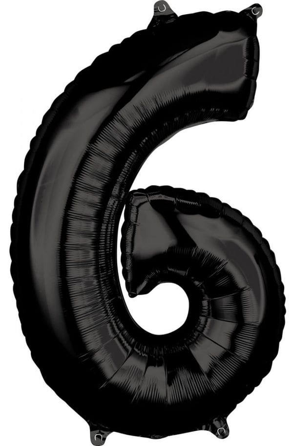 Siffer Sort Nummer 6 Folieballong 66x43 cm - Perfekt for Selskaper og Fester!