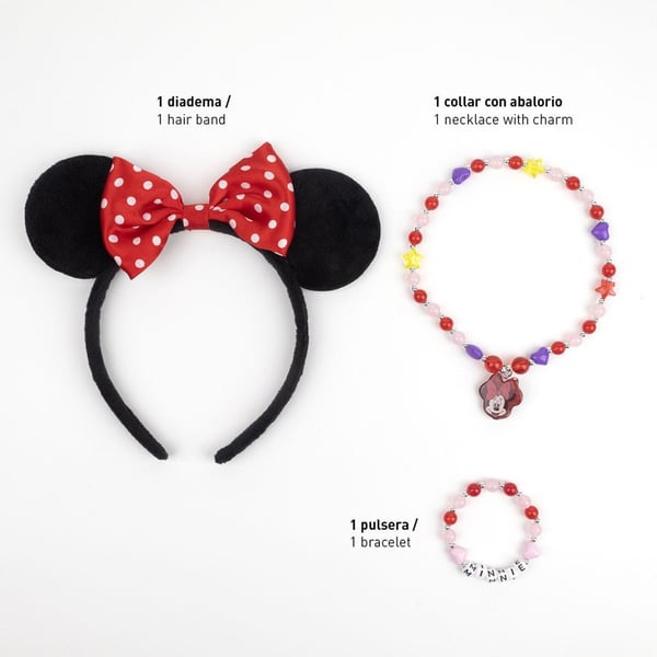 Disney Minni Mus Charm smykke- og pannebåndsett