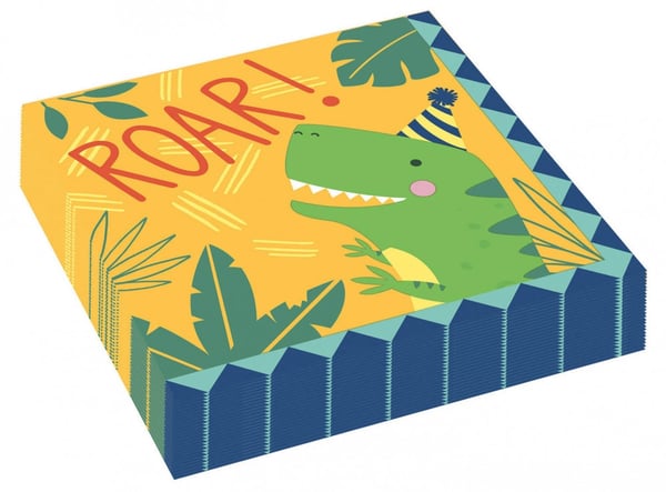 Dinosaur Dino-Mate serviettsett med 16 stykker, 33x33 cm