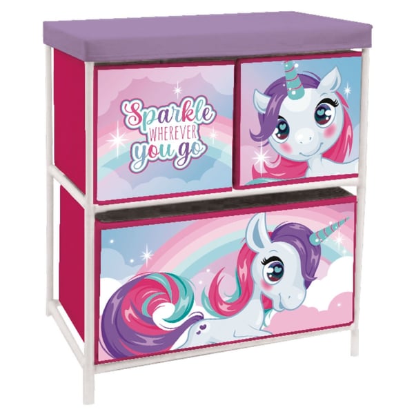 Unicorn Sparkle leketøysoppbevaringshylle med 3 rom 53x30x60 cm