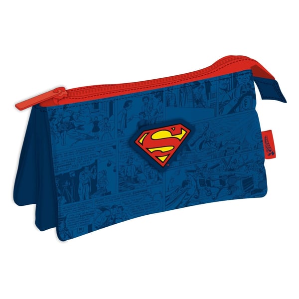 Superman Farverigt Penalhus med 3 Rum - 21 cm