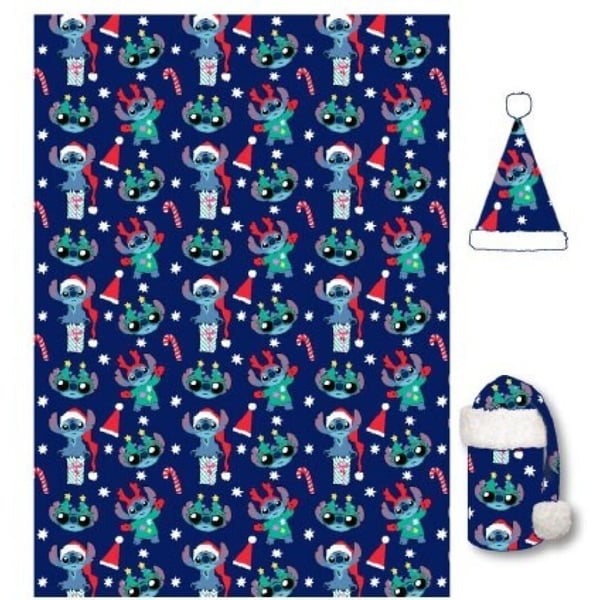 Disney Lilo & Stitch Juleteppe og luesett i flanell