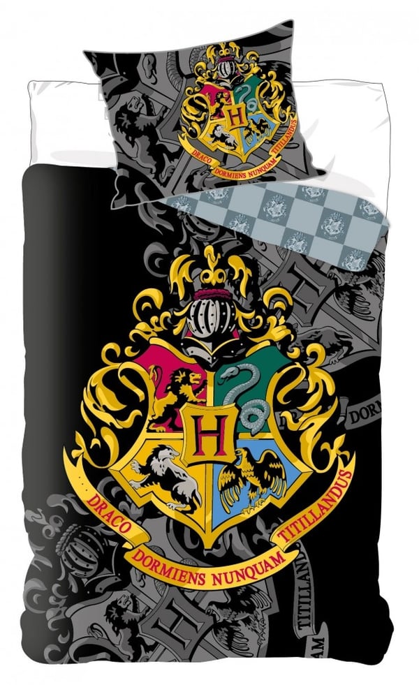 Harry Potter dynebetrækssæt med fastgørelse, 140×200 cm, 70×90 cm