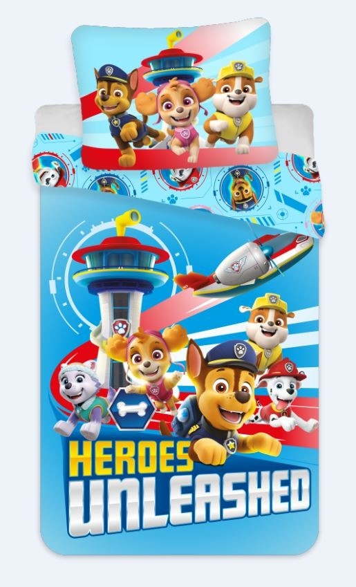 Paw Patrol Unleashed Sängöverkast 135×200 cm, 80×80 cm