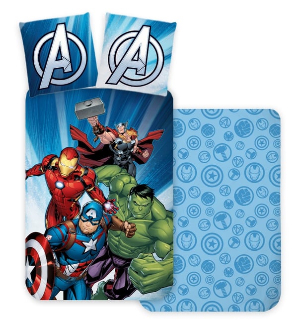 Avengers Power Strike sengesett 140×200 cm, 70×90 cm – for superheltefans!