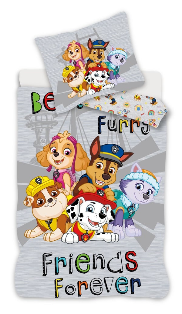 Paw Patrol Grått sengesett 140×200 cm, 70×90 cm mikrofiber