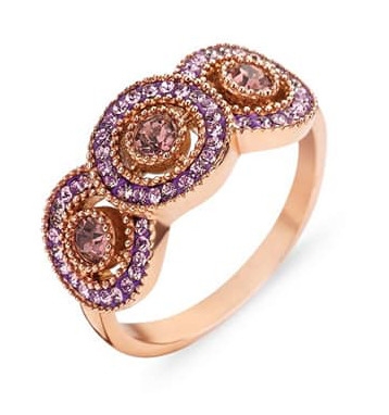 Victoria Rose Guldfarvet Ring med Rosa Sten