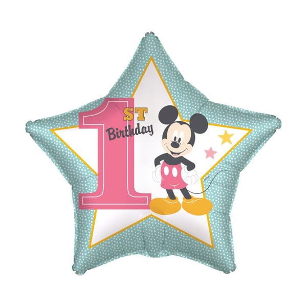 Disney Mickey Stjerne Folieballon Til Første Fødselsdag 43 cm