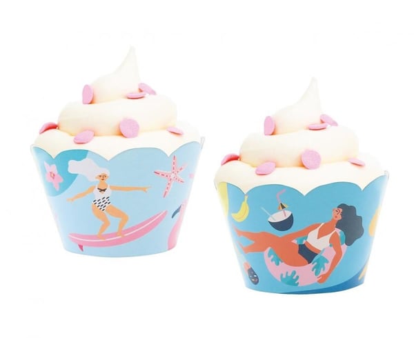 Muffinsdekorset Summer Surfing, 6 stycken