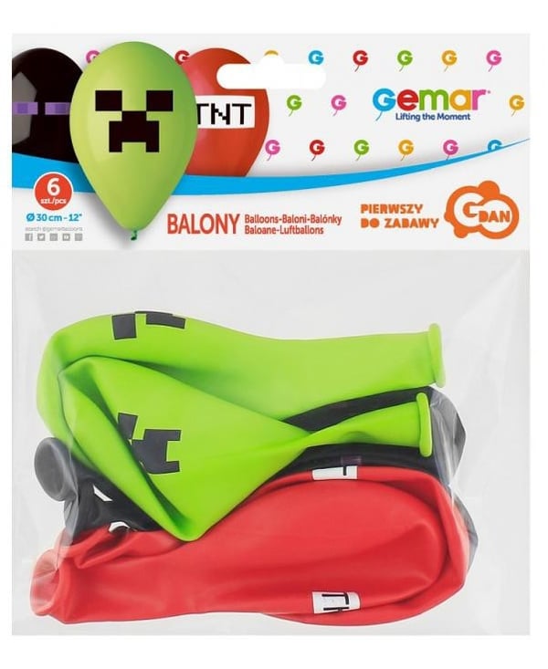 Minecraft Ballonger - Creeper, Enderman, TNT - 6 stk