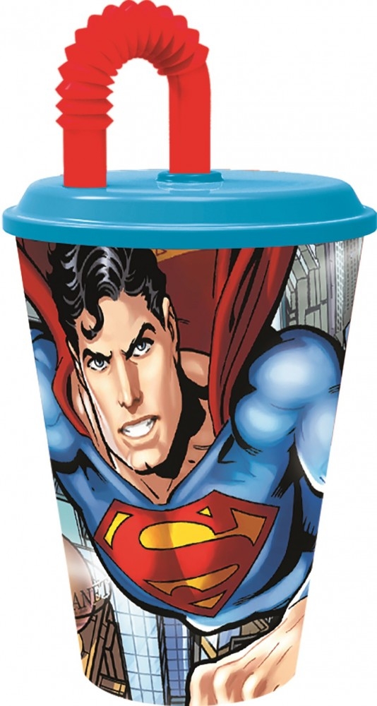 Superman Muovimuki Pillillä, 430 ml