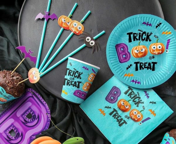 Boo Halloween papirtallerkener, sett med 6, 18 cm