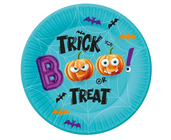Boo Halloween papirtallerkener, sett med 6, 18 cm