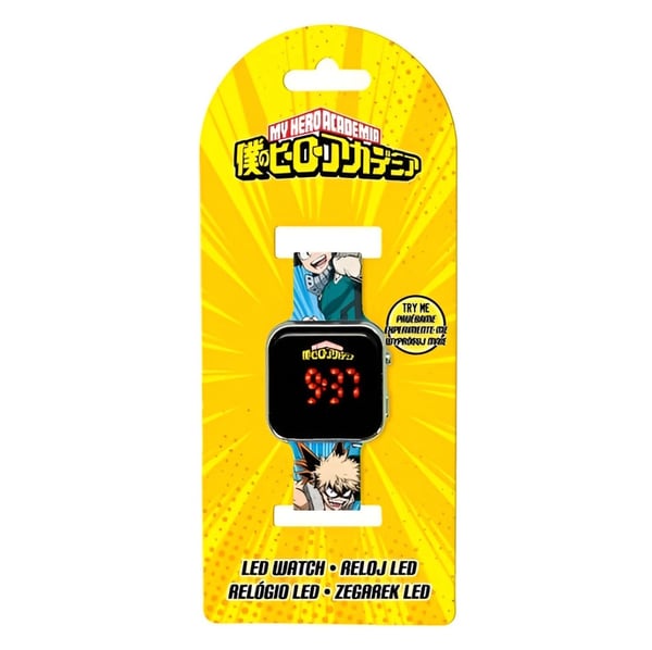 My Hero Academia digitaalinen LED-kello kampanjamotiivilla
