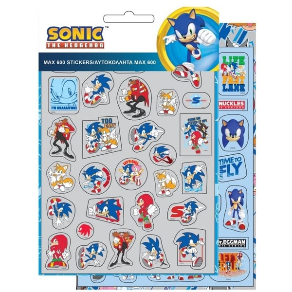 600-biters klistremerkesett med Sonic the Hedgehog