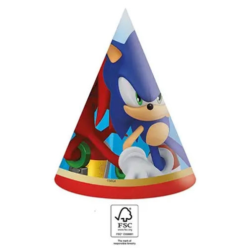 Sonic the Hedgehog festhat, kegleformet, 6 stykker, FSC, Sega