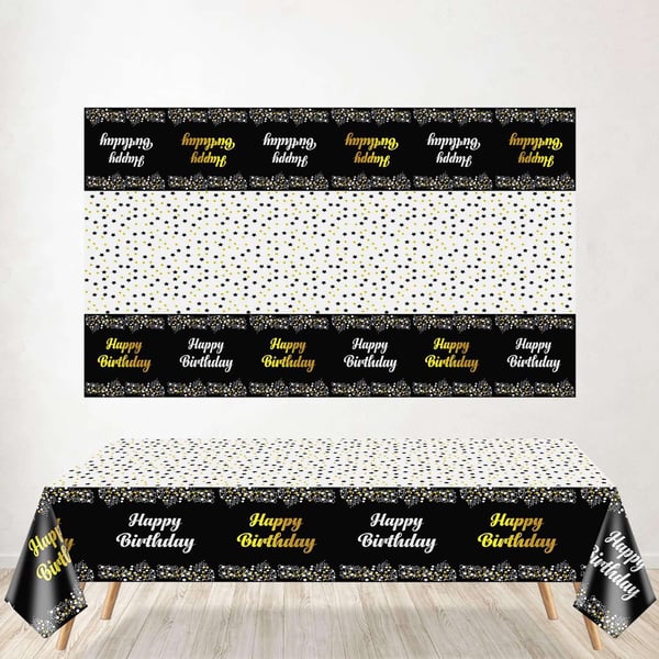 Bordduk med Happy Birthday-tekst - 137x183 cm
