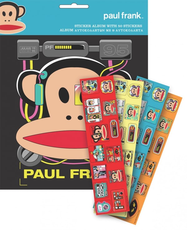 Paul Frank Monkey -tarra-albumi, jossa 50 tarraa