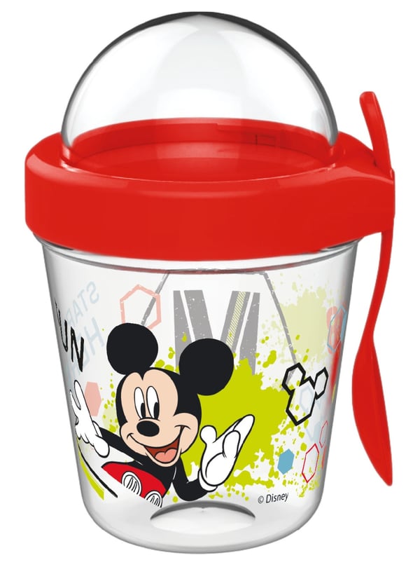 Mickey Mouse snacks kopp med lokk og skje 350 ml fra Disney