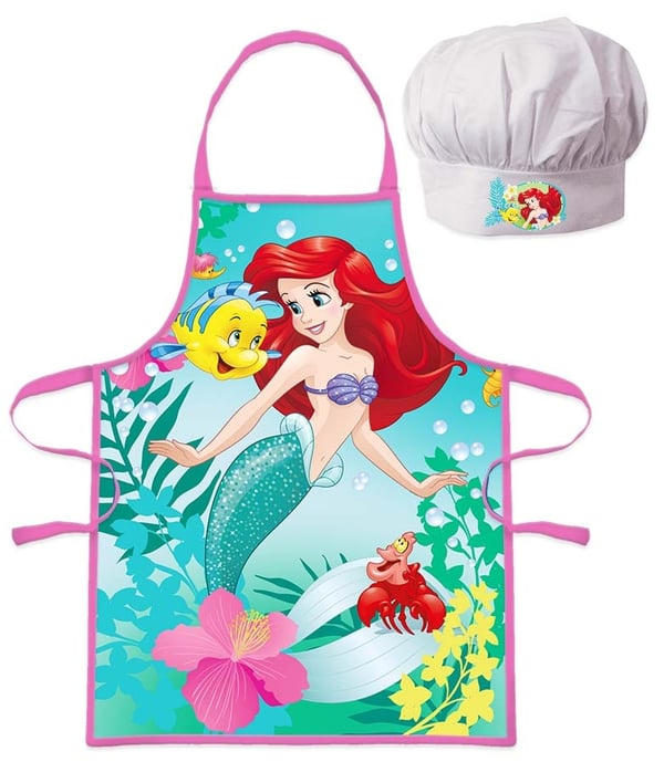 Børneforklæde med Disney Princess Curious Ariel - 2-delt sæt