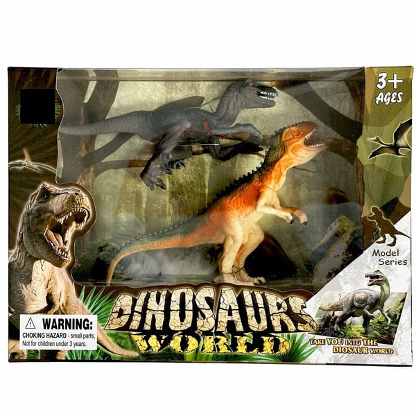 Dinosaurus muovihahmo 2-osainen setti laatikossa
