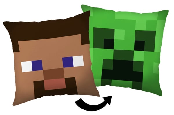 Minecraft Pute med Steve & Creeper - 40x40 cm