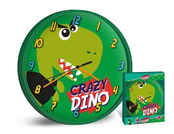 Grønn veggklokke med dinosaurtema 25 cm