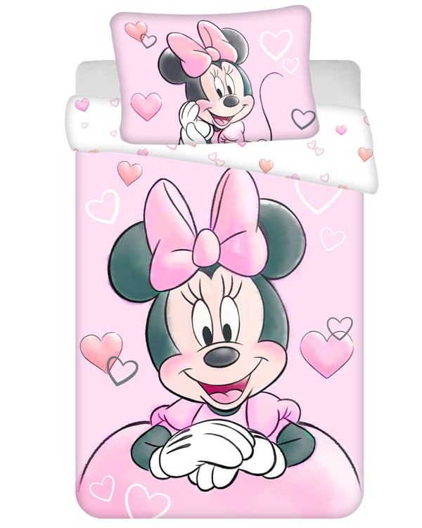 Disney Minnie barnesengesett i pudderrosa, 100×135 cm og 40×60 cm