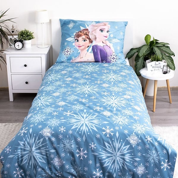 Barnesengesett Disney Frost med hvite snøflak 100×135 cm, 40×60 cm