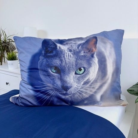 Dynetrekk Katt Mørk 140×200 cm, Mikrofiber 70x90 cm