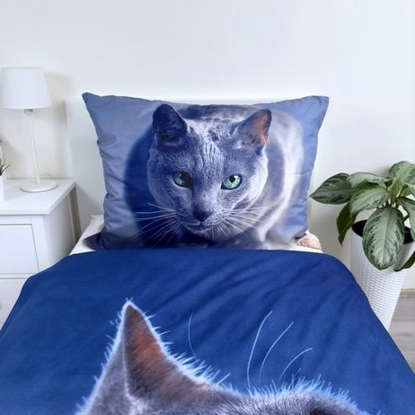 Dynetrekk Katt Mørk 140×200 cm, Mikrofiber 70x90 cm
