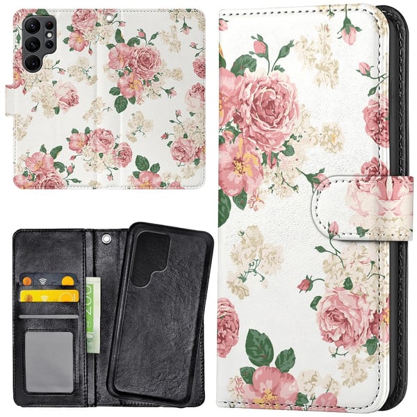 Samsung Galaxy S25 Ultra - Lommebok Deksel Retro Blomster