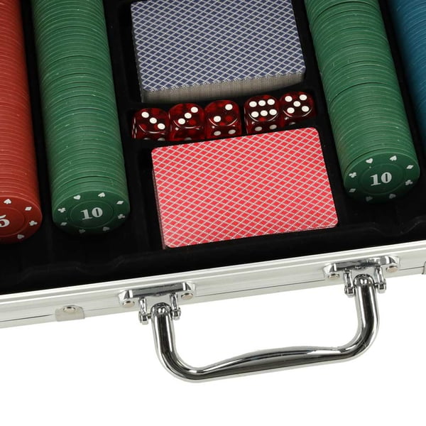 Pokersett i etui med 500 sjetonger, 2 kortstokker