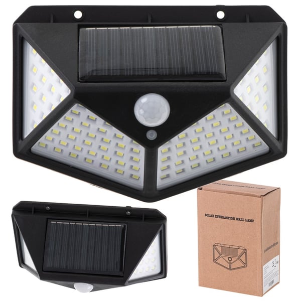 Solcellelampe med bevegelses- og skumringssensor 100 LED