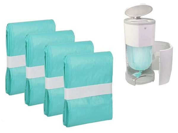 Refillpåsar till blöjhink 16 L – Luktförseglade Blöjpåsar - 4-Pack