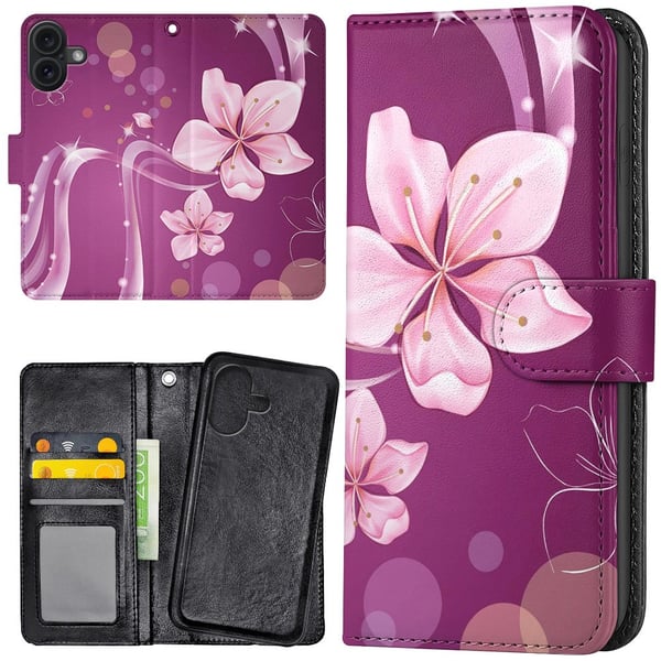 iPhone 17 - Plånboksfodral/Skal Vit Blomma