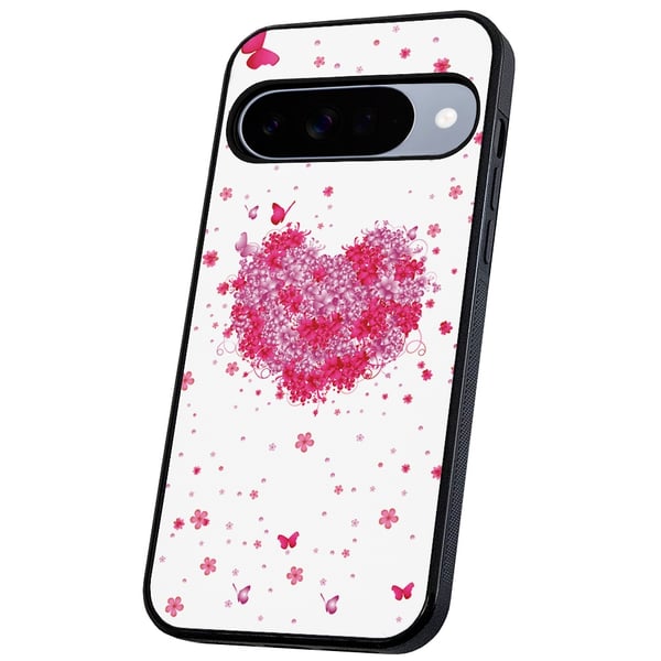 Google Pixel 10/10 Pro - Cover/Mobilcover Blomsterhjerte