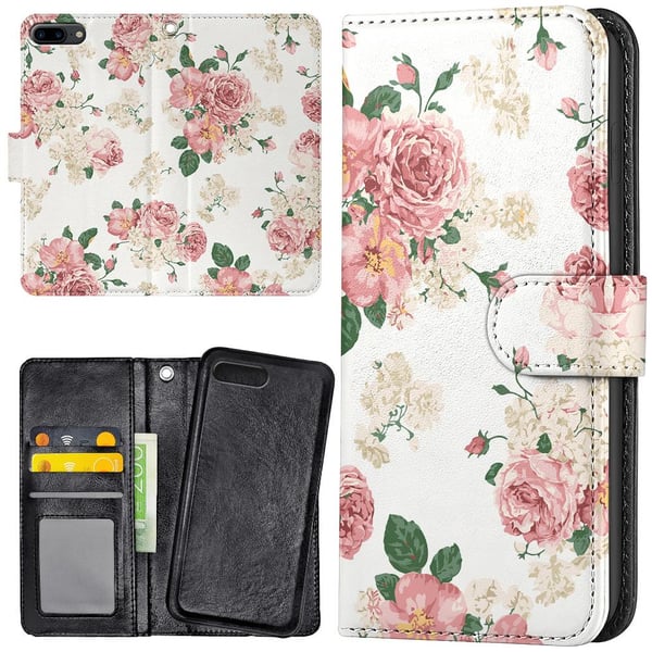 iPhone 7/8 Plus - Mobilcover/Etui Cover Retro Blomster iPhone 7/8 Plus - Mobilcover/Etui Cover Retro Blomster