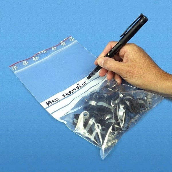 100-Pak - 6x8cm Ziplock / Glidelåsposer Skrivefelt / Zip Lock