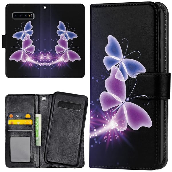 Samsung Galaxy S10 - Lommebok Deksel Lilla Sommerfugler