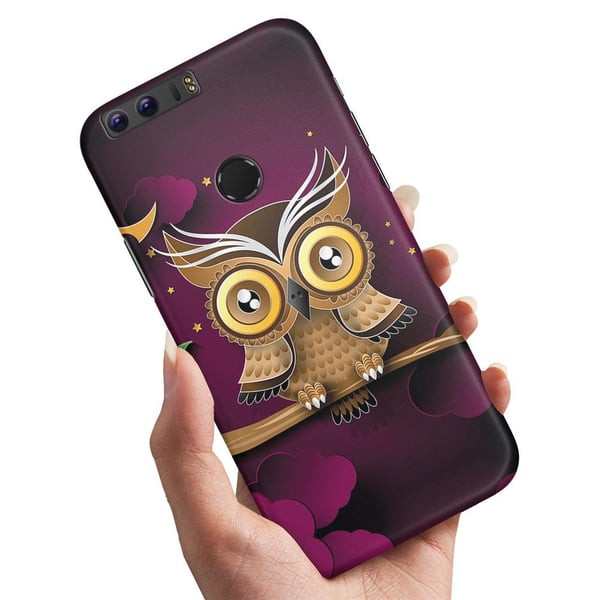 Cover / Mobilcover til Huawei Honor 8 - Lysbrun Ugle