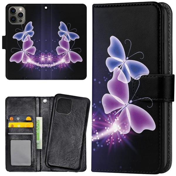 iPhone 12 Pro Max - Lommebok Deksel Lilla Sommerfugler