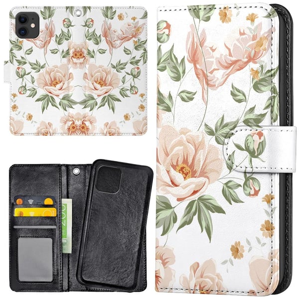 iPhone 12 Mini - Plånboksfodral/Skal Blommönster