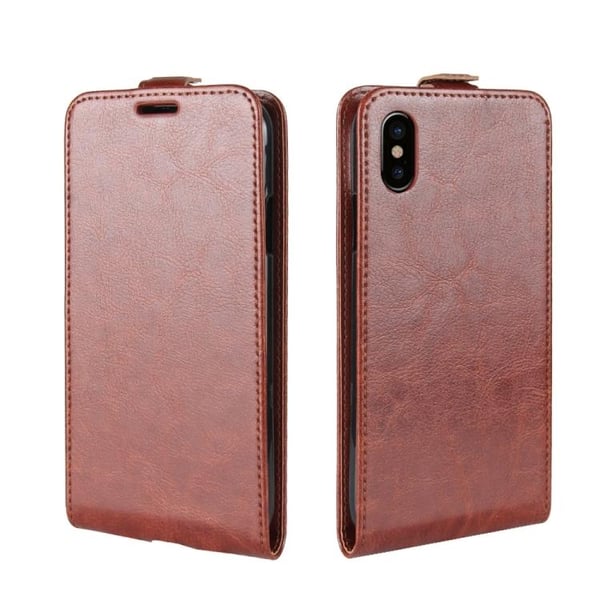 iPhone X/XS - Flipdeksel med kortlomme - Brun
