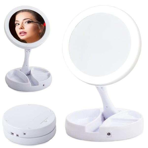 LED Forstørrelsesspejl Roterende / Sminkespejl - Makeup Spejl