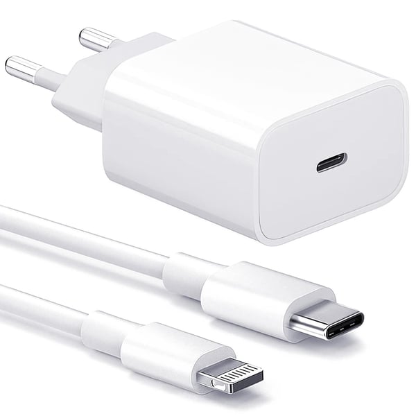 Lader til iPhone - Hurtiglader - Adapter + Kabel 20W USB-C - 1-Pack iPhone