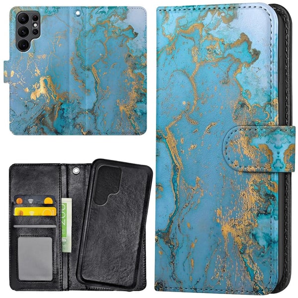 Samsung Galaxy S22 Ultra - Lommebok Deksel Marmor