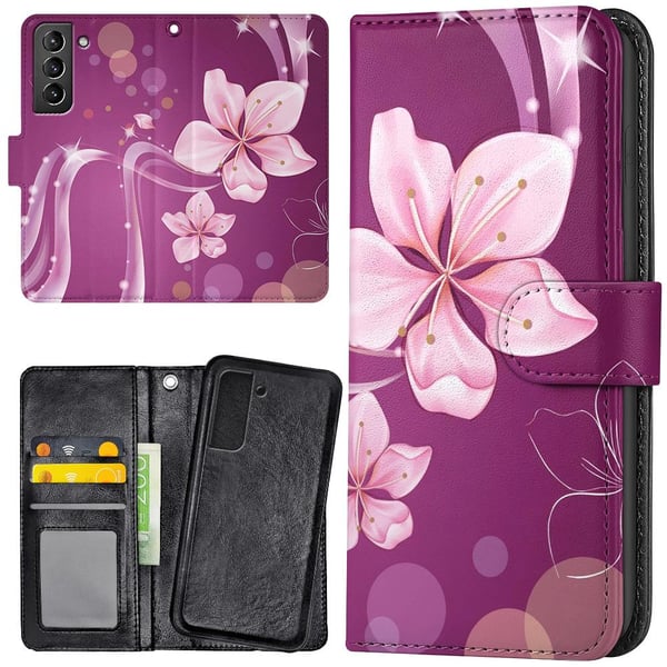 Samsung Galaxy S22 - Lommebok Deksel Hvit Blomst