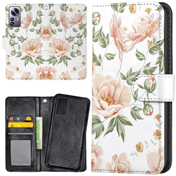 Xiaomi 12 - Lommebok Deksel Blomstermønster
